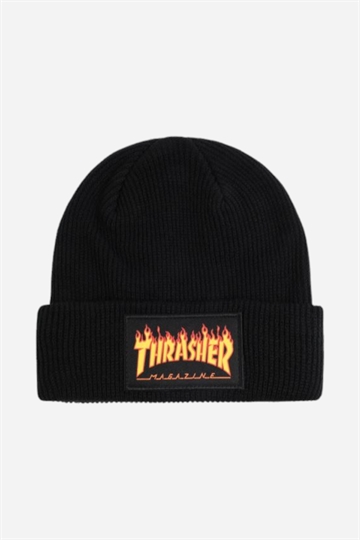 Thrasher Beanie Flame Logotyp - Svart